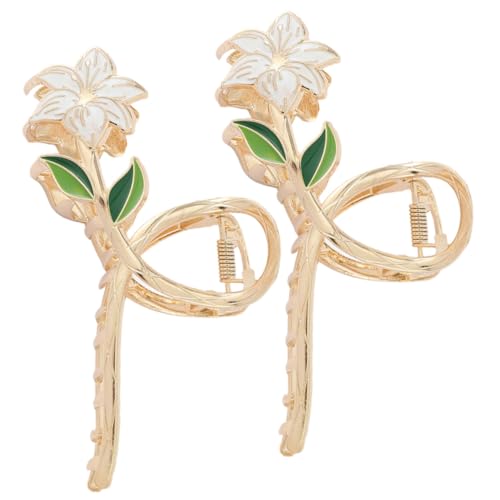iplusmile 2 Stück Haarklammern mit Metall Lilienblumen Design Robuste Haarspangen für Damen Praktische Styling Tools zur Festen Fixierung und Modischem Haarschmuck von iplusmile
