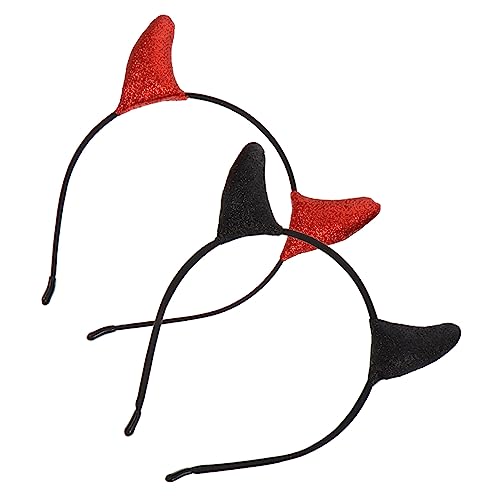 iplusmile 2 Stück Halloween Haarreif Teufelshörner Kreative Party Kopfbedeckung Rote und Schwarze Hörner Unisex Stirnband für Karneval Mottoparty und Cosplay von iplusmile