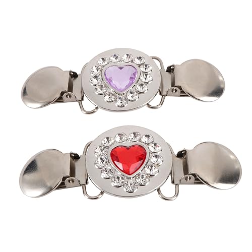 iplusmile 2 Stück Love Heart Strass Brosche Rot Cardigan Kragen Clip für Pullover Schal Strickjacke Mode Kleidung Pin Accessoire Damen Schmuck Praktischer Cloak Clip für Vielseitige Outfits von iplusmile