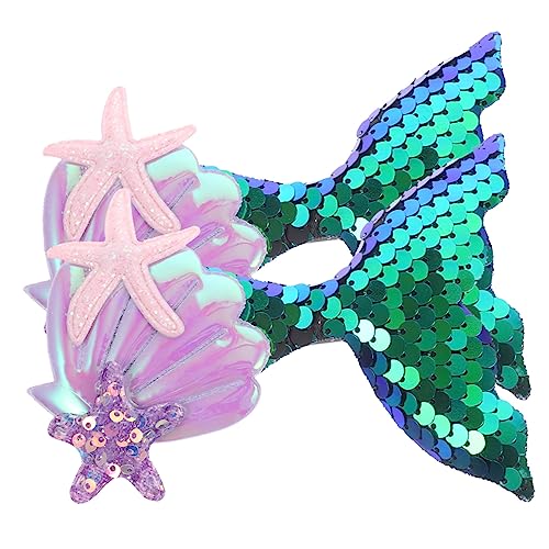 iplusmile 2 Stück Meerjungfrau Haarspangen für Kleine Mädchen Glitzernde Haarklammern mit Pailletten Bunte Haarclips Haarschmuck Accessoires für Geburtstage und Partys von iplusmile