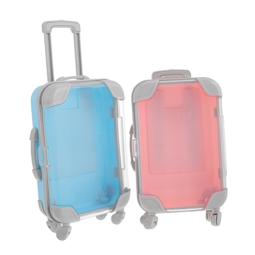 iplusmile 2 Stück Mini Schminkkoffer Teilig Abnehmbar Tragbar Aufbewahrungsbox für Wimpern Kosmetik Organizer Realistische Simulation Blau Rosa Praktische Reisebox von iplusmile