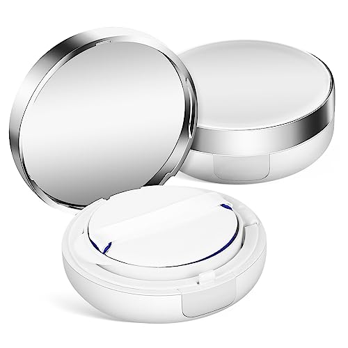 iplusmile 2 Stück Refillbare Puderbehälter Weiß mit Silberrand Leichte Kompaktboxen für Losen Puder Tragbare Langlebige Make Up Aufbewahrung für Damen und Teenager Reisen von iplusmile