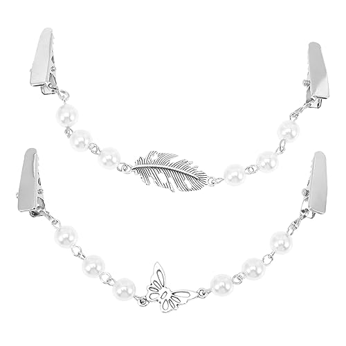 iplusmile 2 Stück Retro Perlen Strickjacken Clips aus Legierung und Abs Eleganter und Langlebiger Cardigan Schal Kragen Verschluss für Damen Dekorative Brosche Sicherer Halt und Vielseitig von iplusmile