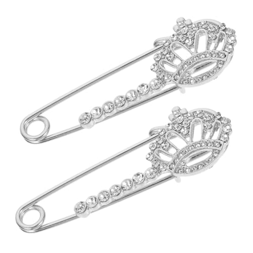 iplusmile 2 Stück Set Broschen mit Kristallkrone Sicherheitsnadeln aus Legierung für Damen Vielseitige Anstecknadeln zur Dekoration von Pullovern Schals Kleidern und Cardigans von iplusmile