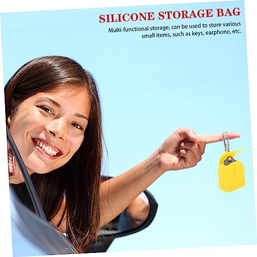 iplusmile 2 Stück Silikon Aufbewahrungsbeutel Münzbörse mit Haken Wiederverwendbar Für Schlüssel Ohrhörer Und Kleinteile Organizer Tragbar In Gelb Blau von iplusmile