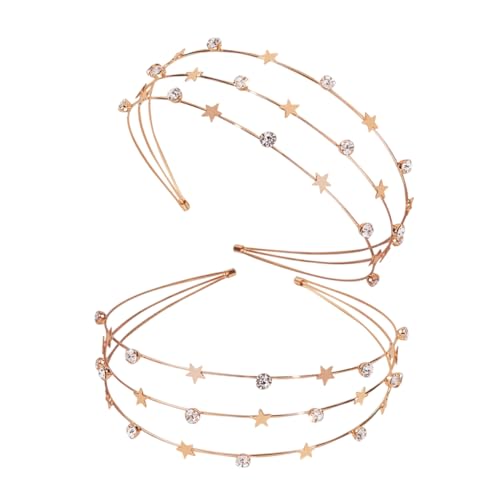 iplusmile 2stücke Stern-stirnband Für Mädchen Mit Strass Stern-kopfbedeckung Für Braut Hochzeits-kopfschmuck Glitzer-haarband Prinzessinnen-stirnband von iplusmile