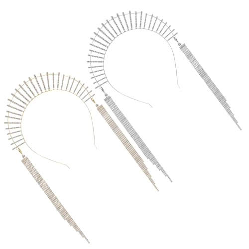 iplusmile 2 Stück Strass Haarreifen mit Quaste Göttinnen Kopfschmuck für Damen Tiara Haarschmuck Einfach Anzulegen für Hochzeit Party Fest von iplusmile