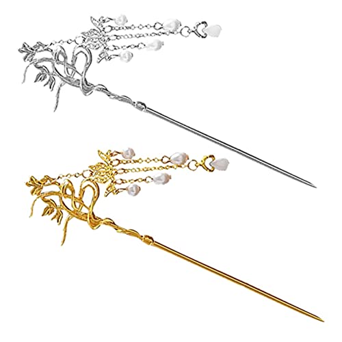 iplusmile 2 Stück Teiliges Chinesische Haarstäbchen mit Perlen und Quaste Langer Haarschmuck im Retro Stil Eleganter Haarstab für Dutt Haarnadel für Frauen Geeignet für Hochzeit Party von iplusmile