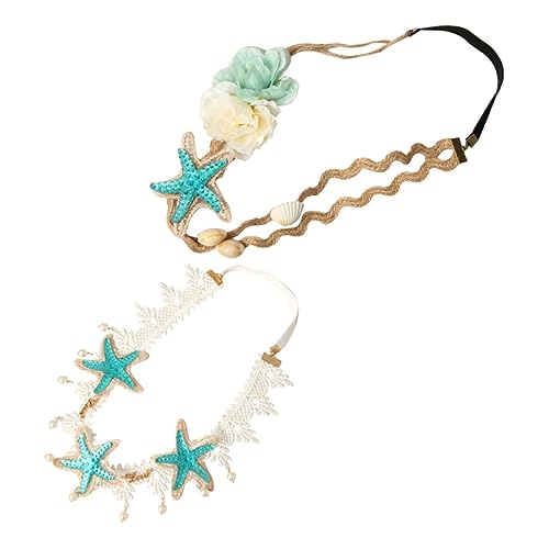iplusmile 2stücke Muschel Spitze Stirnband Elastisches Haarband Blumen Stirn Haar Zubehör Damen Kopfbedeckung Für Party Hochzeit Alltag Reisen von iplusmile