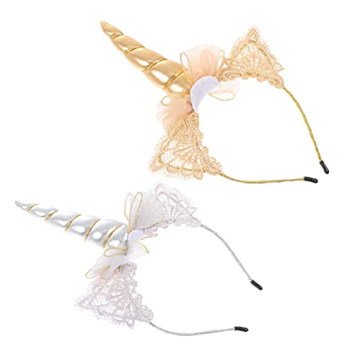 iplusmile 2 Stück Teiliges Einhorn Haarreif Party Kopfschmuck für Mädchen und Erwachsene Gold und Silber Komfortabel und Auffällig für Karneval Bühne und Festliche Anlässe von iplusmile