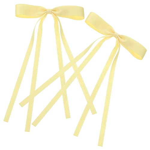 iplusmile 2 Stück Teiliges Haarschleifen Großer Schleifen Haarclip mit Metallklammer Langlebig Leicht Damen Mädchen Haarschmuck Eleganter Look Gelb von iplusmile