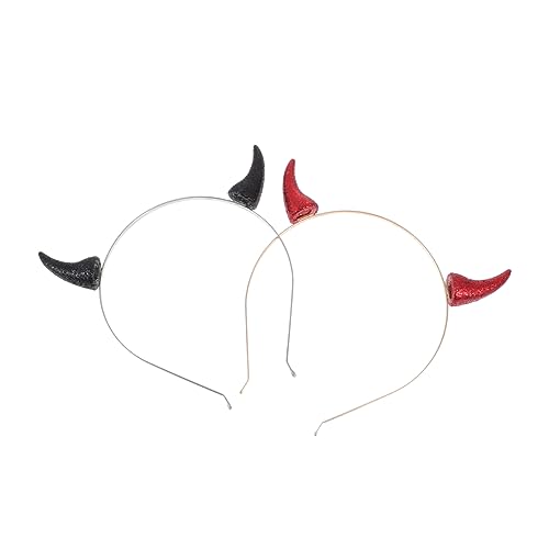iplusmile 2 Stück Teiliges Halloween Teufelshörner Haarreif Festival Party Haarreif Langlebig und Auffällig Geeignet für Halloween Kostüm Cosplay Fotografie Schwarzem und Stirnband von iplusmile