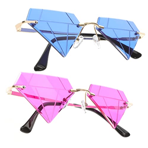 iplusmile 2 Stück Teiliges Randlose Partybrille Unregelmäßige Sonnenbrillen Requisiten für Damen Herren Jugendliche Leichte Komfortable und Attraktive Fotoaccessoires von iplusmile