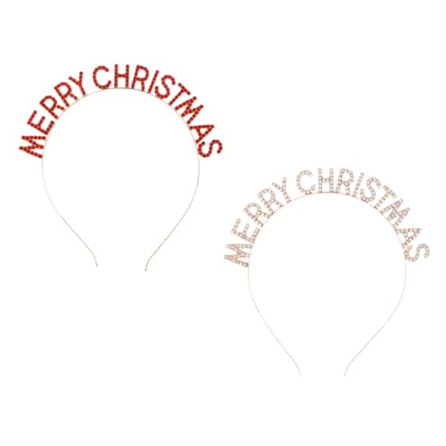 iplusmile 2 Stück Teiliges Weihnachts Stirnband in Rot und Gold Verstellbare Xmas Haarreifen für Frauen und Mädchen Festlicher Haarschmuck für Weihnachts und Neujahrsfeiern Langlebig und von iplusmile