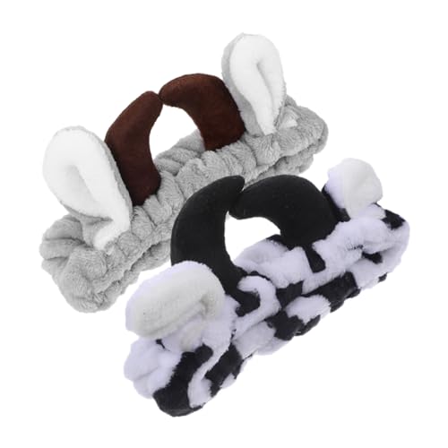 iplusmile 2 Stück Verstellbare Kuh Stirnbänder aus Flanell Elastische Spa Haarbänder für Damen Vielseitig Einsetzbar zum Waschen Schminken und Alltag Komfortabel und Langlebig von iplusmile