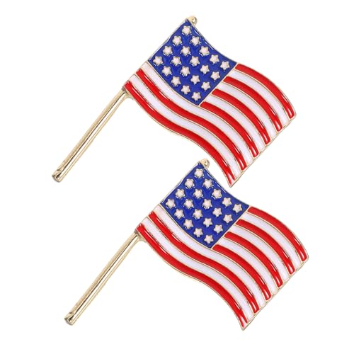 iplusmile 2 Stück Vintage Flaggen Anstecknadel Patriotischer Schmuck für Herren für Anlässe Unabhängigkeitstag Rot Weiß Blaues Design Leicht und Komfortabel von iplusmile