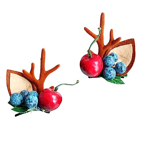 iplusmile 2 Stück Weihnachtliche Haarspangen Rentiergeweih Haarclips mit Beeren Langlebige Haarklammern für Festliche Weihnachtsfeiern Modischer Haarschmuck für Damen und Mädchen von iplusmile