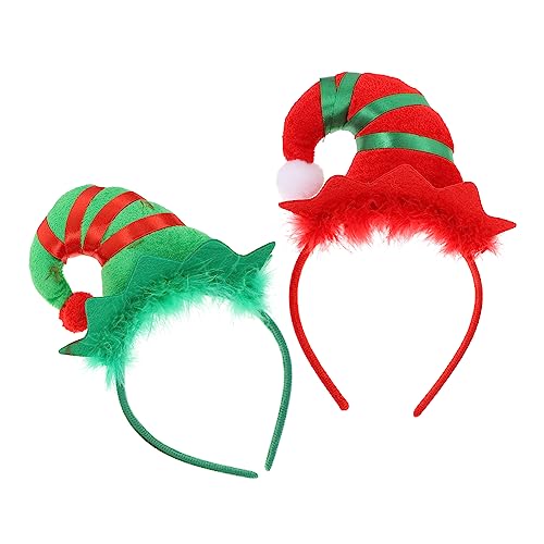 iplusmile 2 Stück Weihnachtlicher Haarreif mit Glöckchen und Elfenhut Dekorativer Party Kopfschmuck für Festliche Leichte Bequeme Weihnachts Haarbänder für Damen und Herren von iplusmile