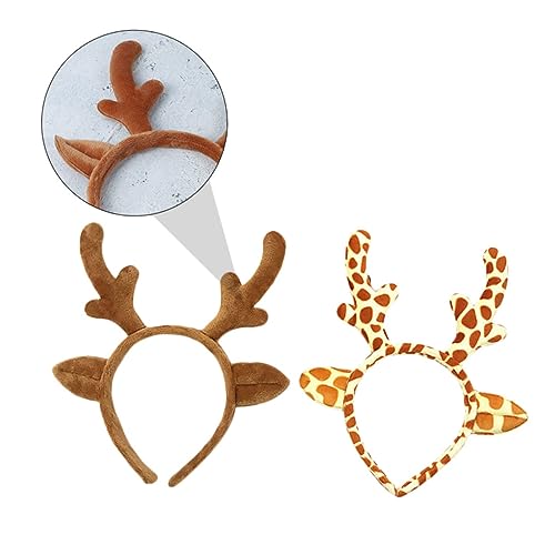 iplusmile 2 Stück Weihnachtlicher Rentier Geweih Haarreif Plüsch Rentierhörner in Gelb und Leopardenmuster Festlicher Xmas Haarreif für Weihnachtskostüm und Party Weicher Kopfschmuck mit von iplusmile