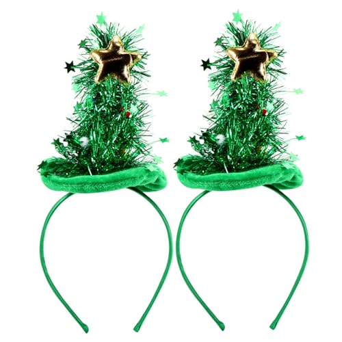 iplusmile 2 Stück Weihnachtliches Haarreif mit Leuchtendem Stern und Weihnachtsbaum Festlicher Party Haarschmuck für Erwachsene für Weihnachtsfeiern und Geschenkideen von iplusmile