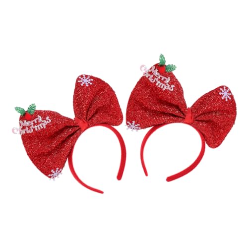 iplusmile 2 Stück Weihnachts Haarreif für Glitzer Schneeflocken Design Robustes Stirnband mit Großem Schleifen Bowknot Festlicher Kopfschmuck für Geburtstags und Weihnachtsfeiern von iplusmile
