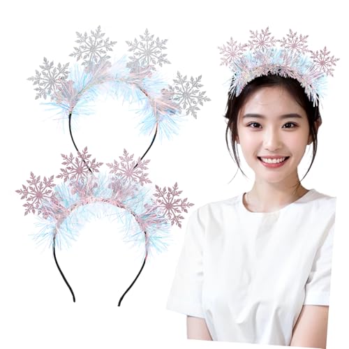 iplusmile 2 Stück Weihnachts Schneeflocken Stirnbänder Silber und Funkelnde Haaraccessoires für für Party Dekoration und Festliche Anlässe von iplusmile