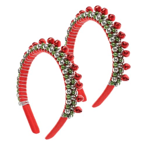 iplusmile 2 Stück Weihnachts Stirnband Buntes Glocken Design Breites Band Metall Komfortabel Rutschfest Festlicher Haarschmuck für Party Urlaub Cosplay von iplusmile