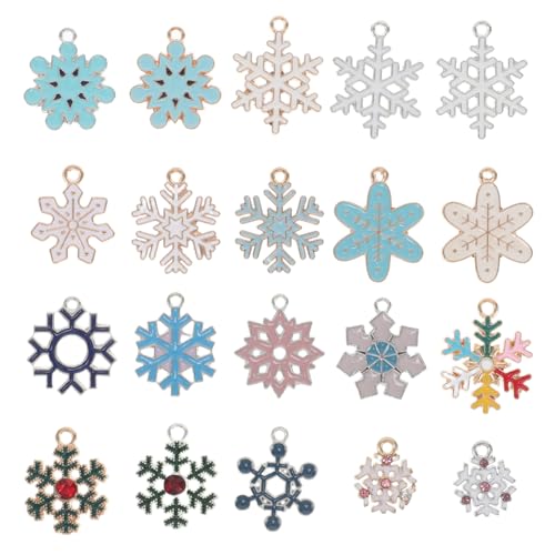 iplusmile 20 Stück Teiliges Schneeflocken Anhänger aus Langlebiger Legierung DIY Schmuckzubehör für Armbänder Halsketten Weihnachtsdeko und Kreative Bastelprojekte von iplusmile