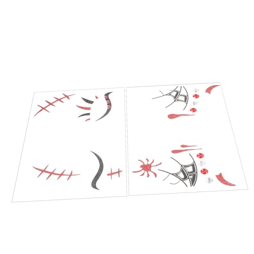 iplusmile 2blätter Gesichtsaufkleber Temporäre Halloween-tattoos Cosplay-gesichtstattoos Diy-gesichtsaufkleber Halloween-gesichtsaufkleber Gesichtstattoo-aufkleber Temporäre von iplusmile