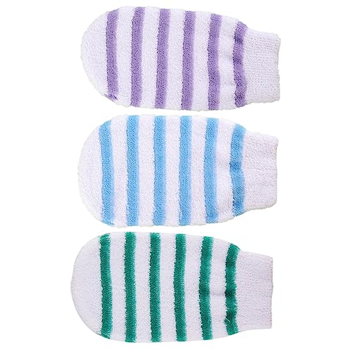 iplusmile 3 Stück Duschhandschuhe Peeling Handschuhe Doppelseitig Extra für Sanfte Hautreinigung und Massage Wiederverwendbare Badewaschhandschuhe für Damen und Herren Zufällige Farbe von iplusmile