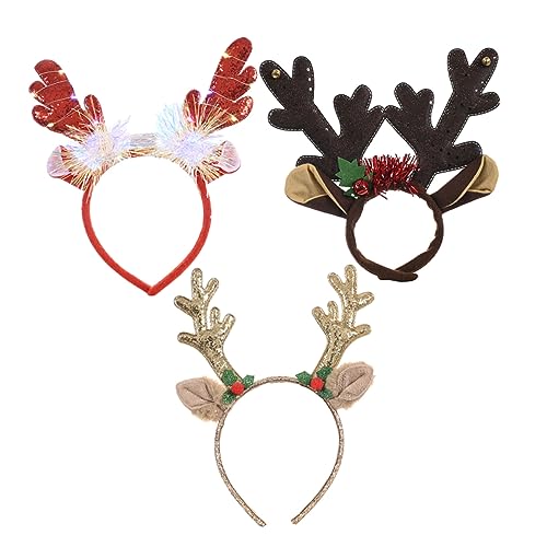 iplusmile 3 Stück Leuchtendes Weihnachts Haarband Elastisch Weiches Rentier Geweih Haarreif für Damen Party Cosplay Karneval Festliche Haarschmuck Zubehör Zufällige Farbe Zufällige Farbe von iplusmile