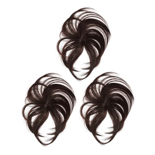 iplusmile 3 Stück Haar Volumen Wiglets Für Frauen Echthaar Haarteile Topper Für Dünner Werdendes Haar 15cm Lang Tiefbraun Einfach Anzubringen von iplusmile