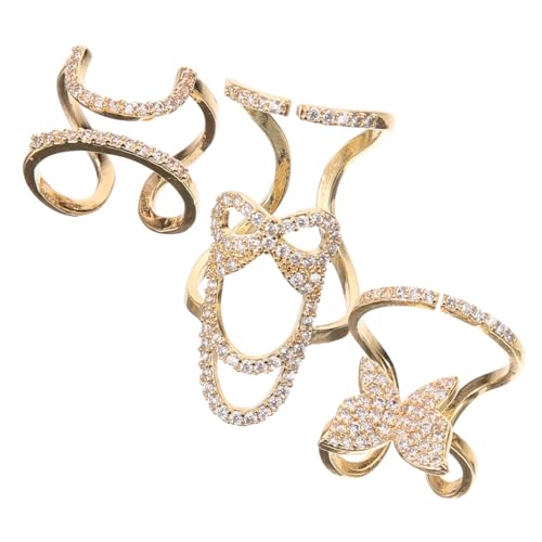 iplusmile 3 Stück Teiliges Fingernagelring Damen Abnehmbare Nagelspitzenringe mit Zirkonia Einzigartiges Design für Hochzeit Party Alltag Komfortabler Schmuck für Nailart von iplusmile