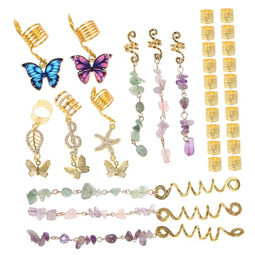 iplusmile 31 Stück Teiliges Dreadlock Schmuck Gold mit Offene Haarringe und Anhänger für Geflochtenes Haar Afro Haaraccessoires für Frauen DIY Haarperlen für Zöpfe und Flechtfrisuren von iplusmile