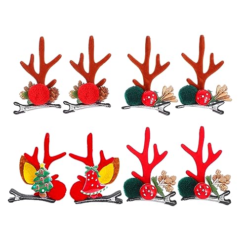 iplusmile 4 Paare Weihnachts Haarklammern mit Rentiergeweih Niedliche Haarspangen für Mädchen Festlicher Haarschmuck Langlebig und Sicher für Xmas Party und Kinderfesttagsdeko von iplusmile