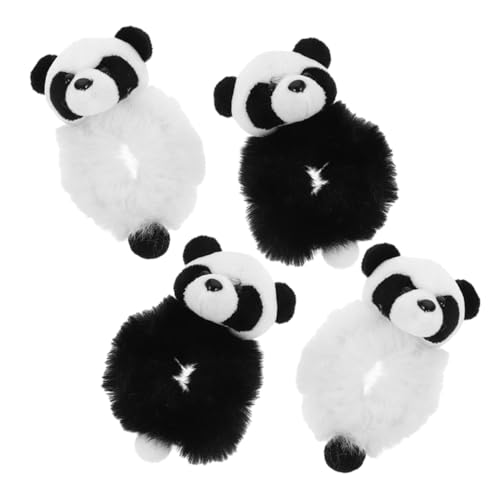 iplusmile 4 Stck Teiliges Flauschige Panda Haargummis Plüsch Haarschmuck Elastische Ponytail Halter Süßes Haarband für Damen und Mädchen von iplusmile