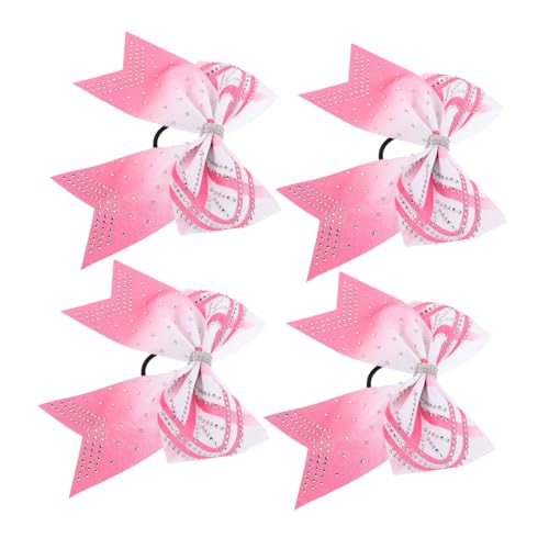 iplusmile 4 Stück Glitzernde Große Haarschleifen mit Strasssteinen Elastische Pferdeschwanzhalter für Mädchen und Frauen Stilvolle Fishtail Cheer Bows für Tanz Sport und Alltagslook von iplusmile