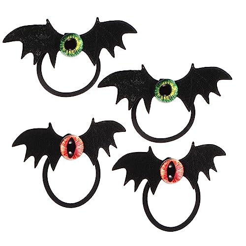 iplusmile 4 Stück Gothic Haargummi Teilig mit Teufelsaugen und Fledermausflügeln Elastische Damen Haarschmuck für Party Cosplay Fotoshooting Robust und Haarschonend Modischer Haarreifen von iplusmile
