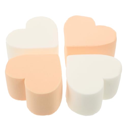 iplusmile 4 Stück Herzförmige Make Up Schwämme Latexfrei Präzise Beauty Blending Applikatoren für Foundation Tragbar Leicht zu Reinigen Farben Zufällig für Empfindliche Haut Zufällige Farbe von iplusmile