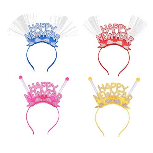 iplusmile 4 Stück Leuchtende Year Haarreifen Teiliges Elastisch Langlebig für Erwachsene Silvester Party Haarband Zubehör für Festliche und Charmantes Aussehen Zufällige Zufällige Farbe von iplusmile