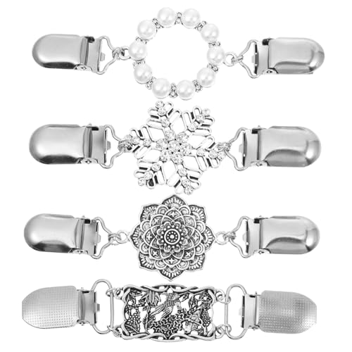 iplusmile 4 Stück Teiliges Damen Strickjackenclips mit Perlen Klassische und Schal und Pullover Clips Vielseitig für Blusen Schals Freizeit und Formelle Anlässe Kleidungsdekoration von iplusmile