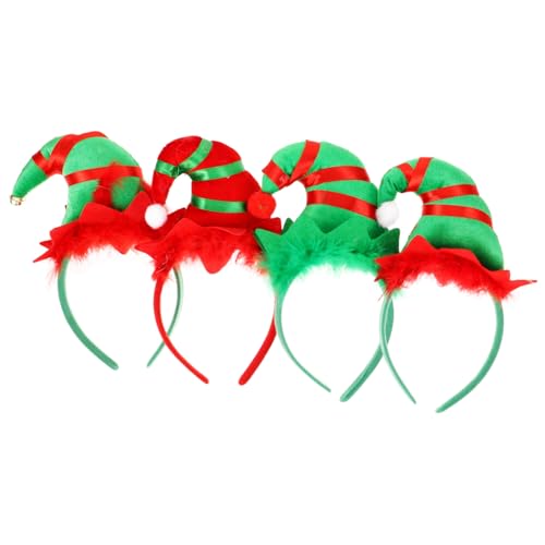 iplusmile 4 Stück Teiliges Haarreif Weihnachtsmütze Haarband mit Glocken Weihnachtliche Haarschmuck Dekoration für Weihnachtsfeier Fasching Party Geeignet Bequem und Detailreich Gestaltet von iplusmile