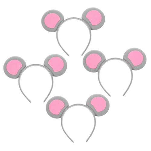 iplusmile 4 Stück Teiliges Mouse Ears Haarband für Erwachsene Lustige Mausohren Stirnbänder Leichter Rutschfester Kopfschmuck für Halloween Tierkostüm Cosplay und Partys von iplusmile