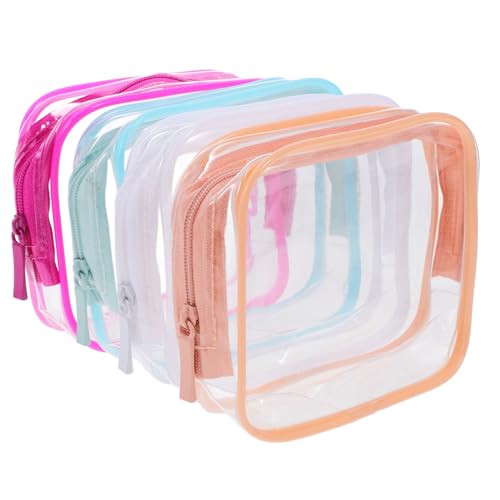 iplusmile 4 Stück Teiliges Transparenter Kosmetikbeutel aus Wasserdichtem mit Reißverschluss Kleiner Make Up Organizer Kulturbeutel für Reisen Outdoor Toilettenartikel Tasche in Weiß Blau von iplusmile