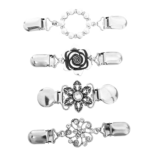 iplusmile 4 Stück Teiliges Vintage Blumen Brooch für Damen Eleganter Pullover Cardigan Clip Politur Sicherer Halt Vielseitig für Kleider Schals und Strickjacken Modisches Accessoire von iplusmile