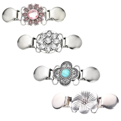 iplusmile 4 Stück Teiliges Vintage Blumen Strickjacken Clips aus Robustem Legierungs Rutschfeste Sweater Shawl Clips für Cardigan Schal Pullover und Blusen Broschen für Damen von iplusmile