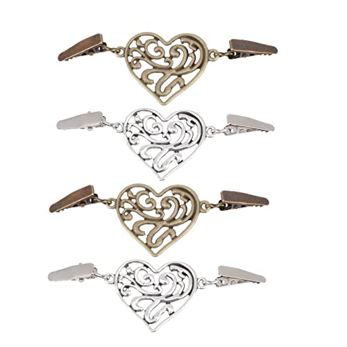 iplusmile 4 Stück Teiliges Vintage Herz Schalclip aus All Match Tücher und Strickjacken Clip Broschen zur Kleider und Pullover Dekoration für Damen Praktische und Fixierung von iplusmile