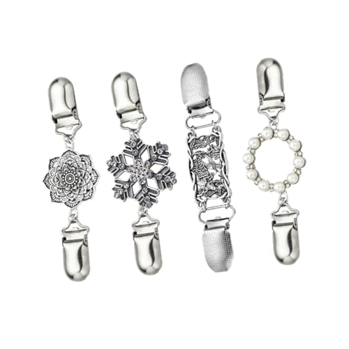 iplusmile 4 Stück Teiliges Vintage Pullover Clips aus Legierung Langlebige Strickjacken Clips für Damen Fester Halteclip für Cardigans Schals und Blusen Vielseitiges Schmuck Accessoire für von iplusmile
