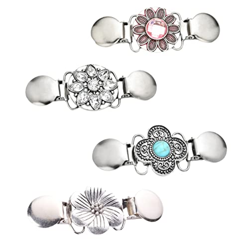 iplusmile 4 Stück Teiliges Vintage Pullover Kragen Clip aus Rutschfeste Strickjackenbroschen mit Blumenmuster für Damen Eleganter Cardigan Verschluss Langlebige Kleidung Clips von iplusmile