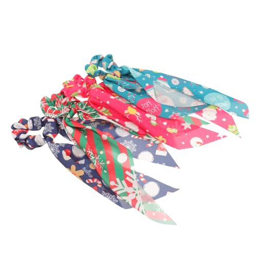 iplusmile 4 Stück Teiliges Weihnachts Haargummi Elastisch Strapazierfähig Modisch mit Weihnachtlichen Mustern für Damen Haarschmuck Geschenkidee Bequem und Langlebig von iplusmile